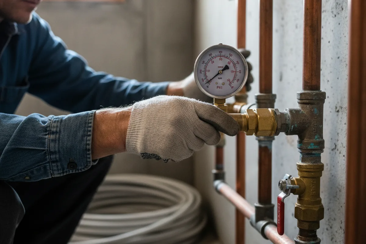 Pressure testing a repaired line during Water Line Repair in Palos Heights